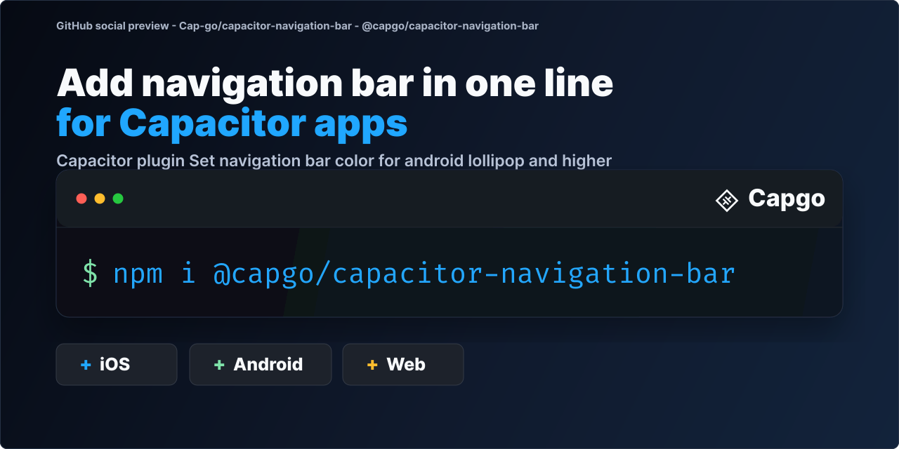 @capgo/capacitor-navigation-bar for Capacitor apps