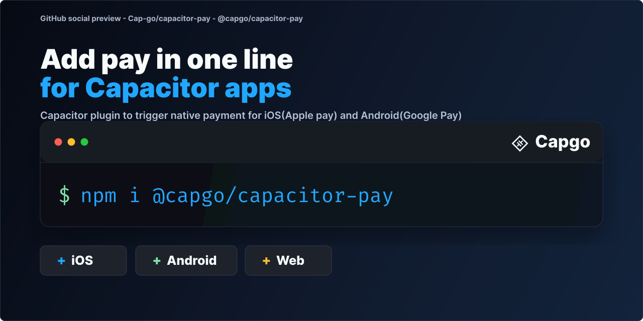 @capgo/capacitor-pay for Capacitor apps
