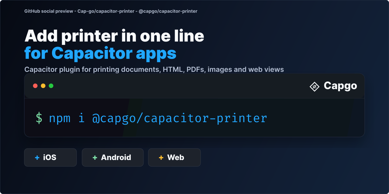 @capgo/capacitor-printer for Capacitor apps