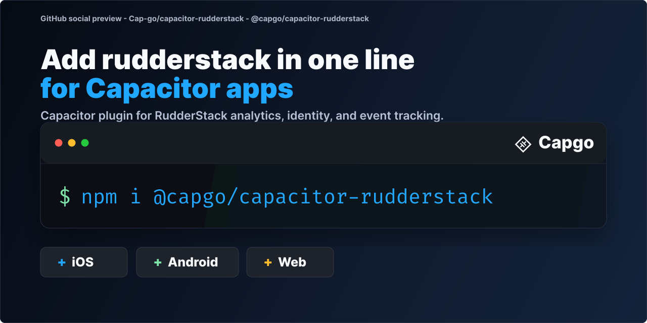 @capgo/capacitor-rudderstack for Capacitor apps