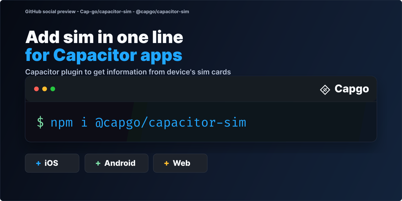 @capgo/capacitor-sim for Capacitor apps