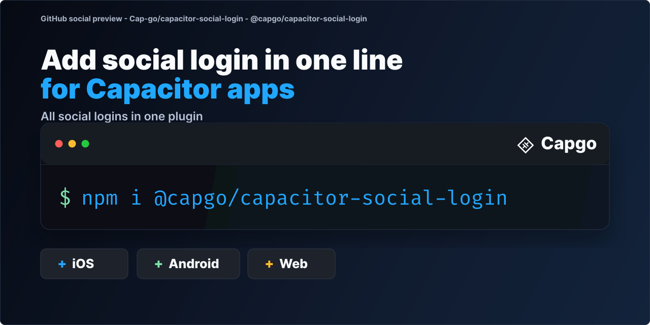 @capgo/capacitor-social-login for Capacitor apps
