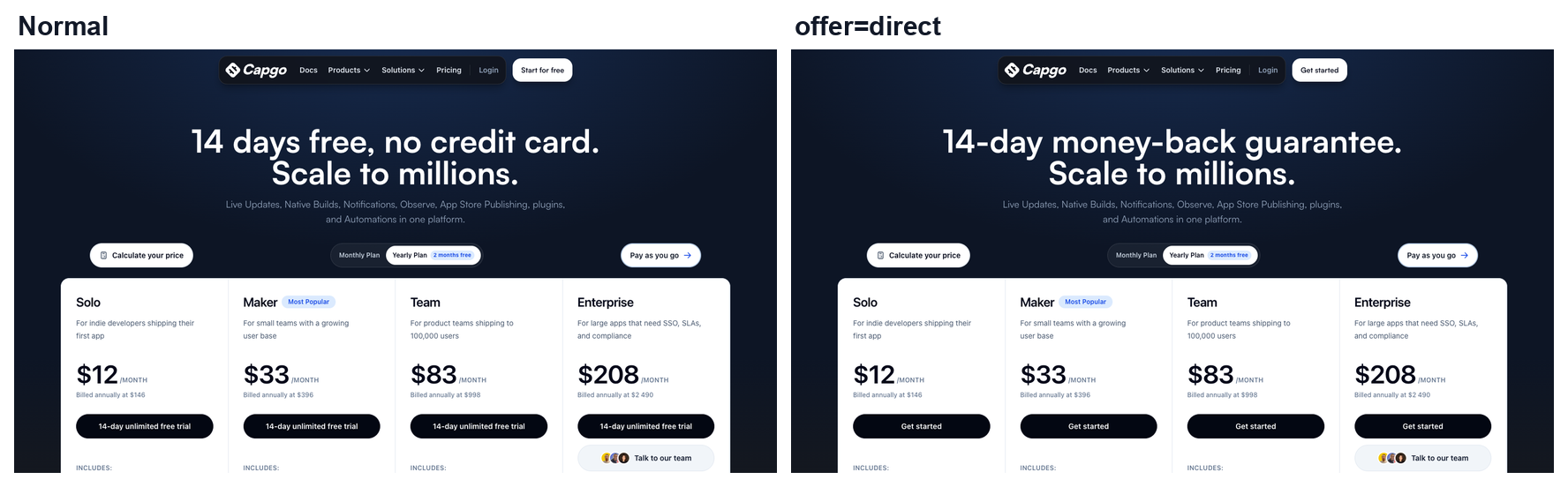 pricing hero and plans