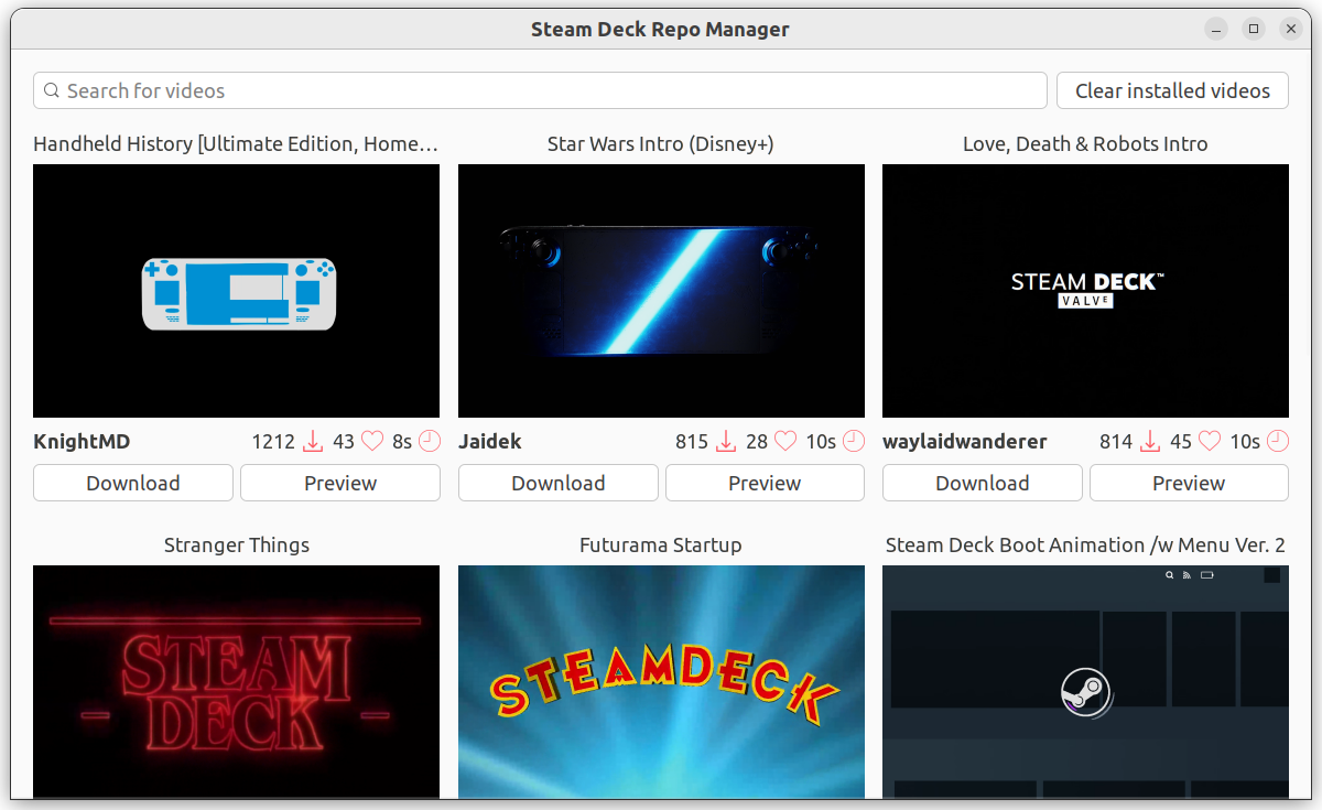 Screenshot of Steam Deck Repo Manager