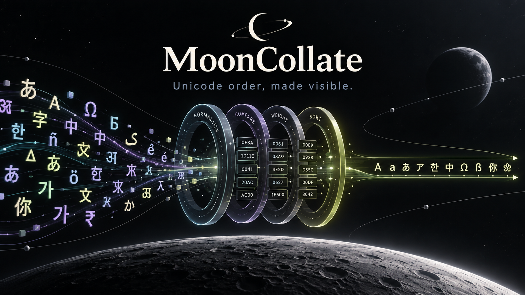 MoonCollate — Unicode order, made visible