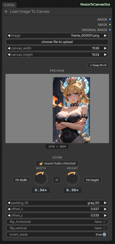 Load Image To Canvas — locked aspect ratio mode