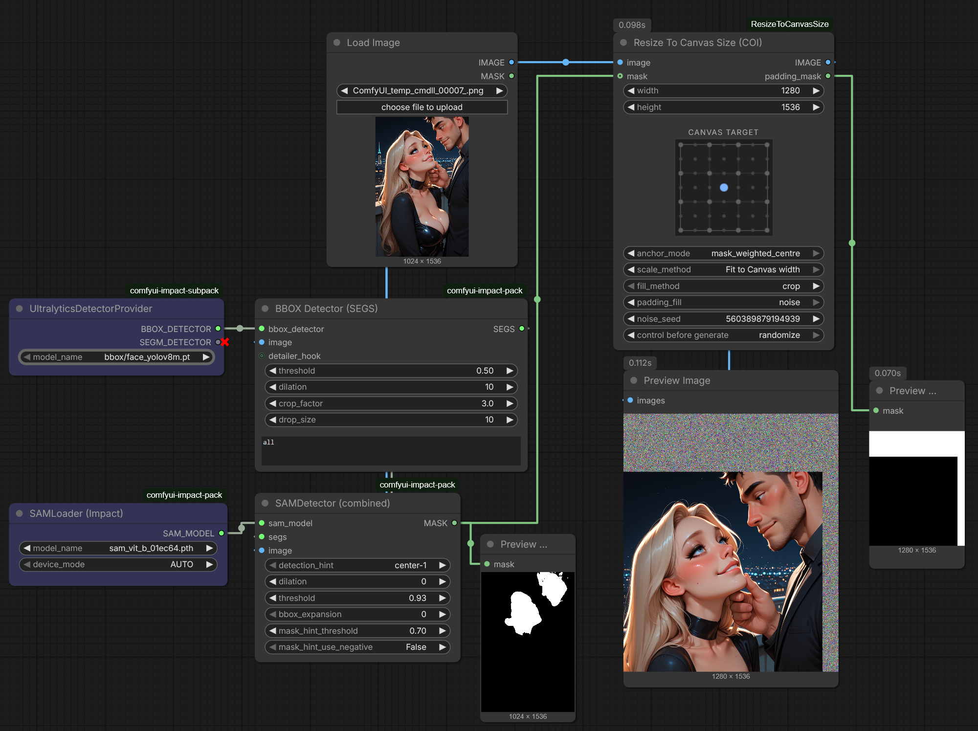Two-subject crop — both faces detected, mask_weighted_centre centres between them