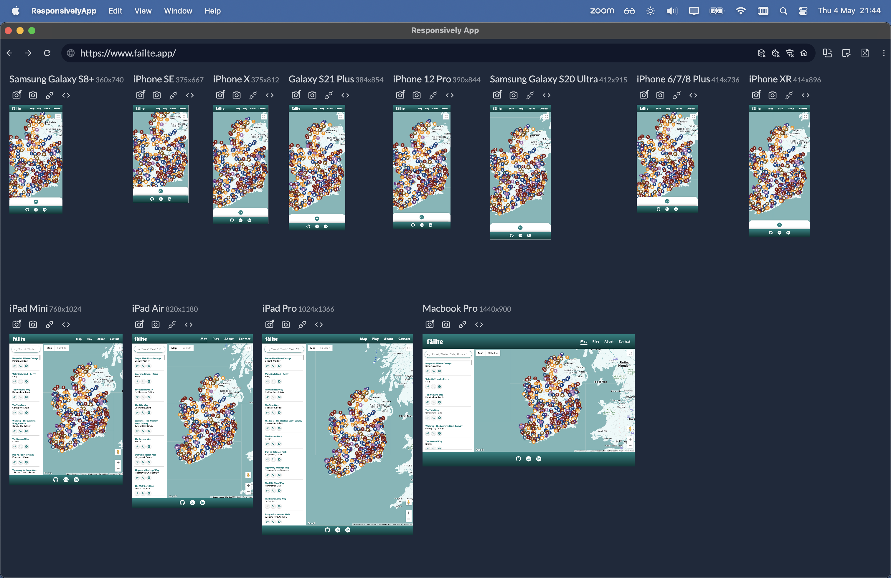 Screenshot of responsiveness testing in Responsively App