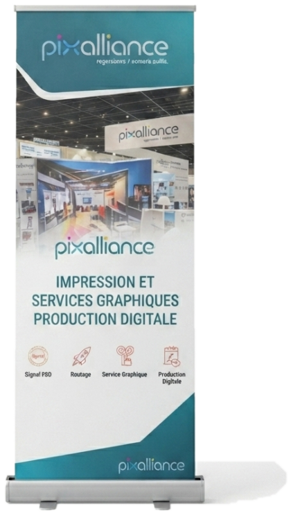 Kakemono Pixalliance, roll-up d'exposition