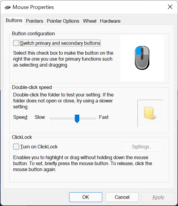 Screenshot of Mouse Options
