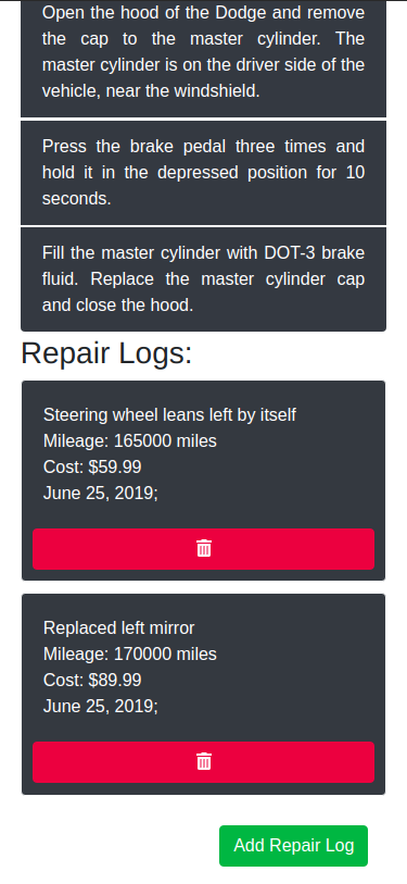 "Screenshot of Repair Logs Page"