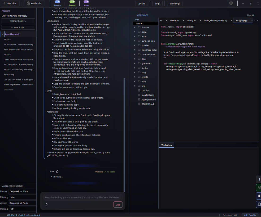 Aura IDE desktop cockpit