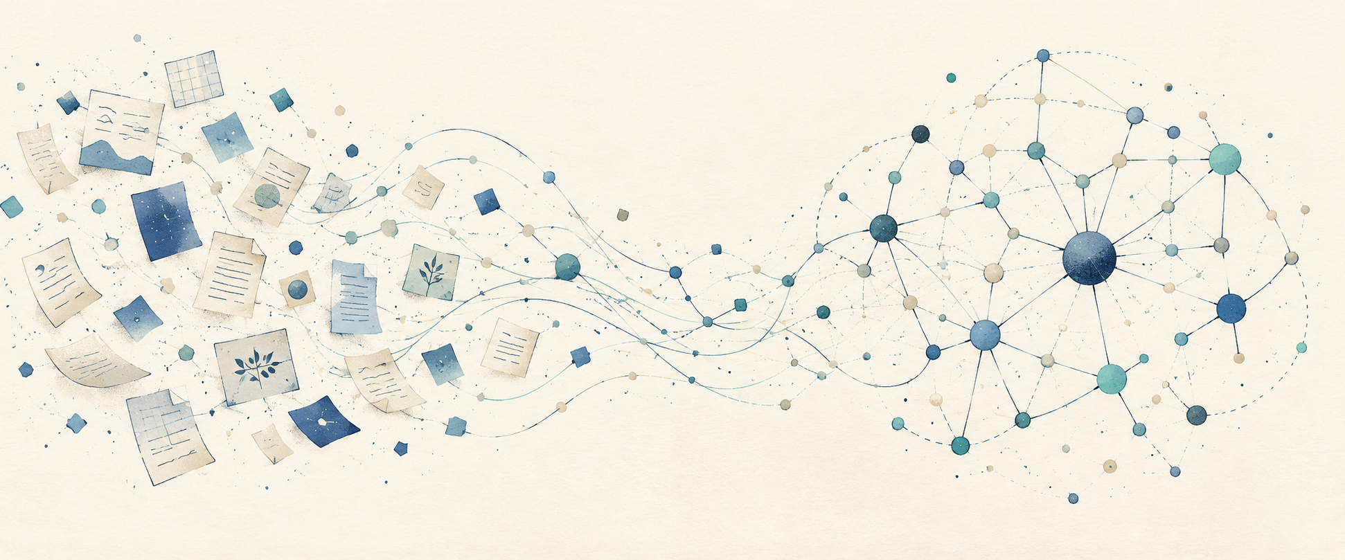 Scattered knowledge becoming a connected memory graph