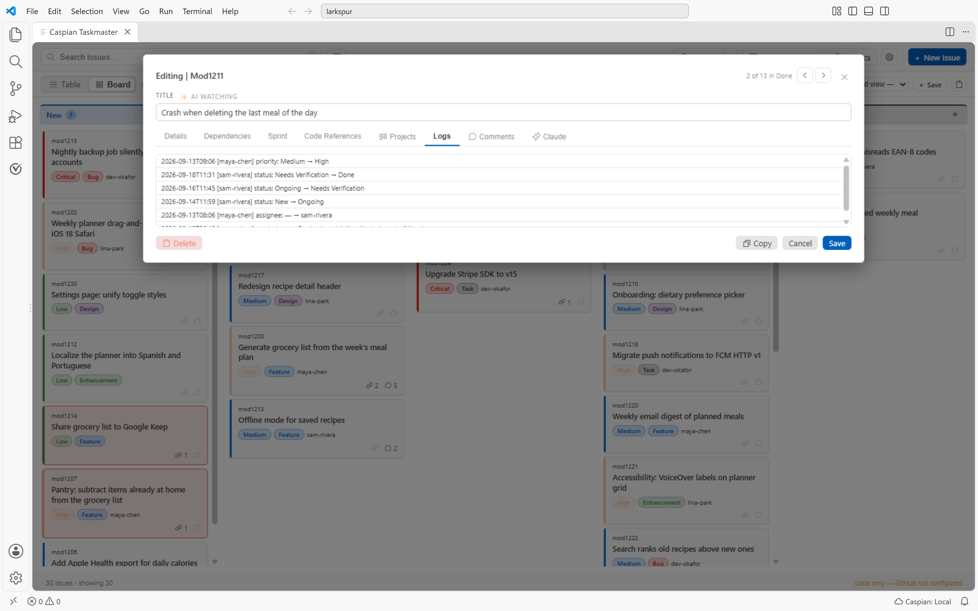 Audit log