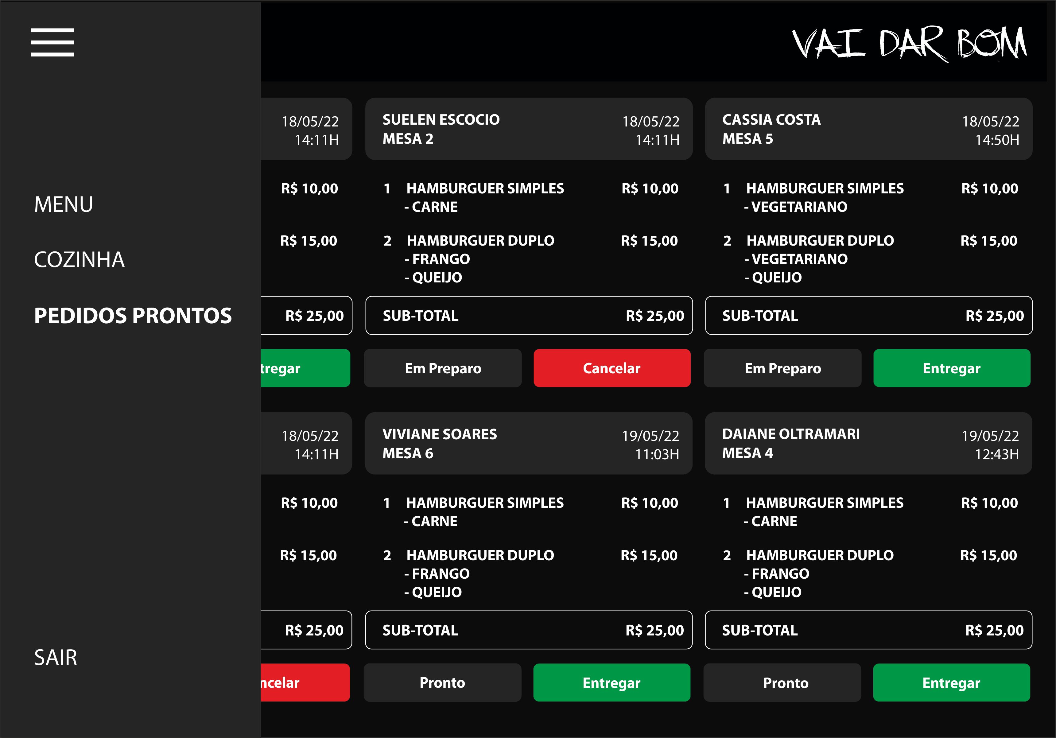 MENU - PEDIDOS PRONTOS