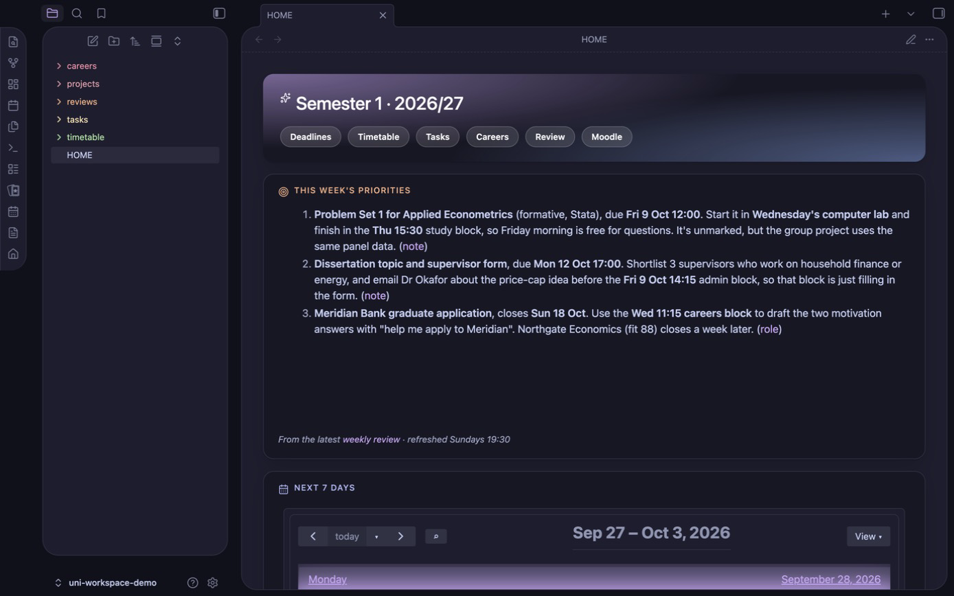 HOME dashboard: this week's priorities and the next 7 days