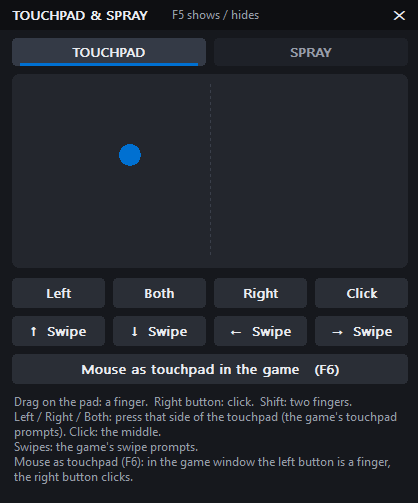 TOUCHPAD tab