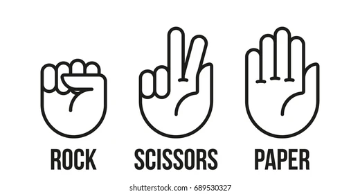 This is an image of the gestures commonly used in the game of Rock, Paper, Scissors