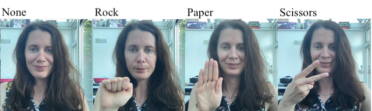 These are four images of the four different gestures taken from the training set