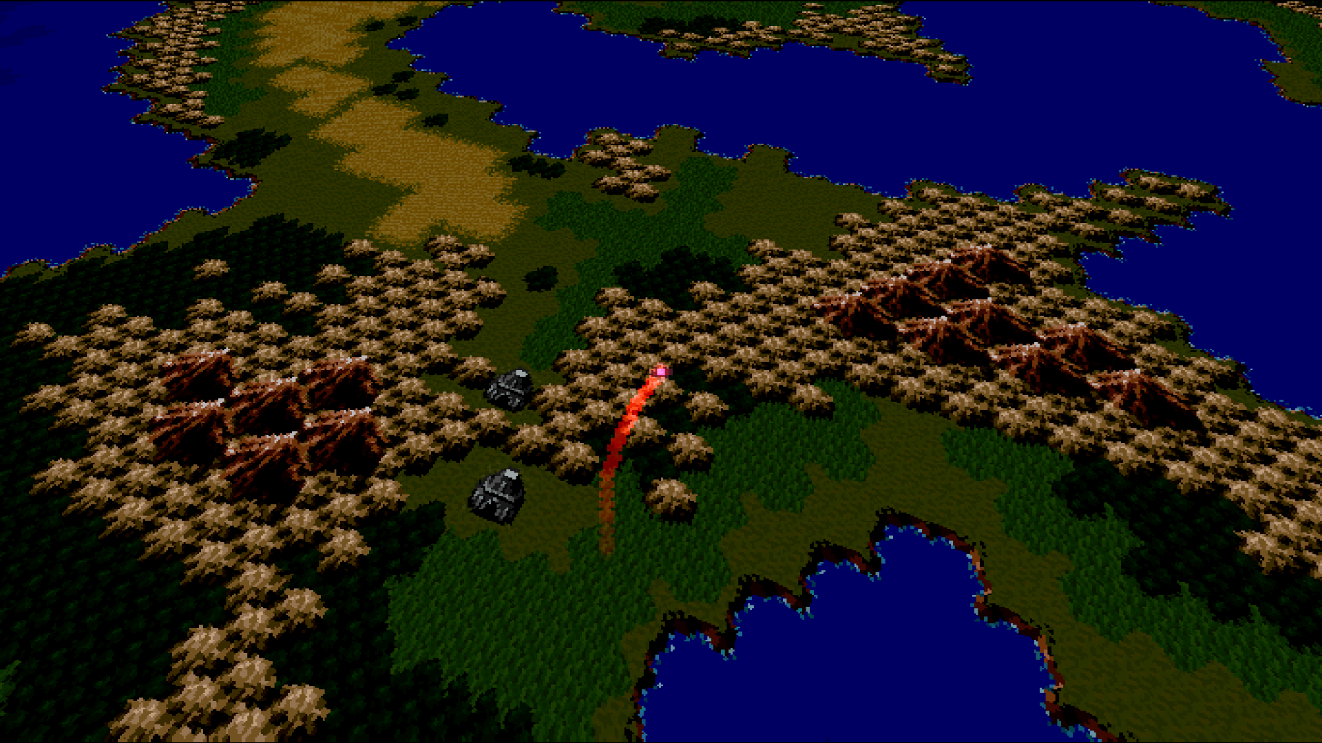 The Mode 7 intro flyover rendered at 16:9