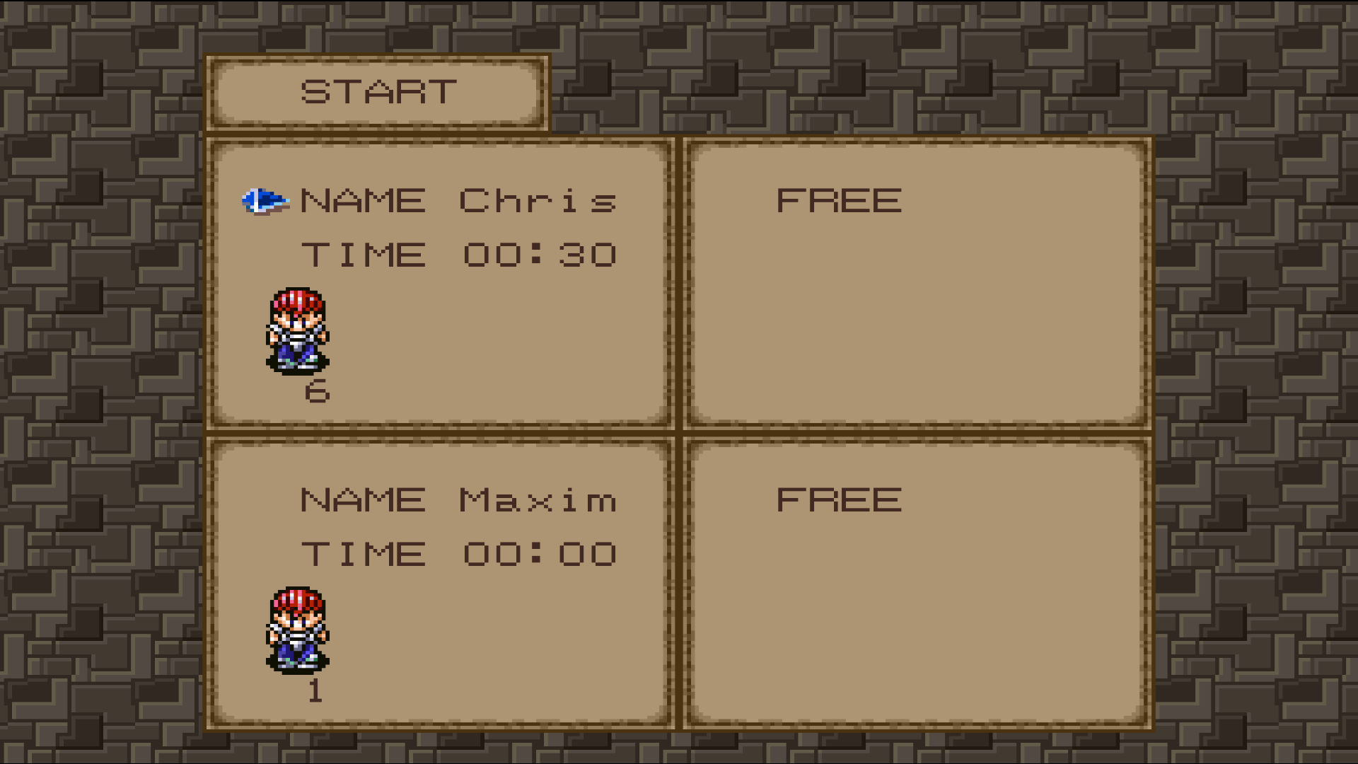 The Lufia II save selection screen