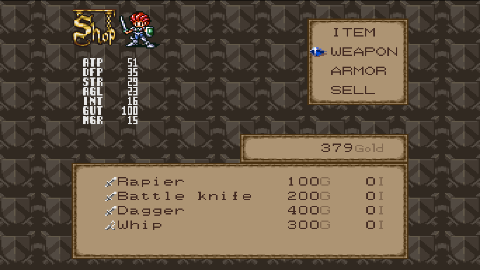 A shop in Lufia II Recompiled