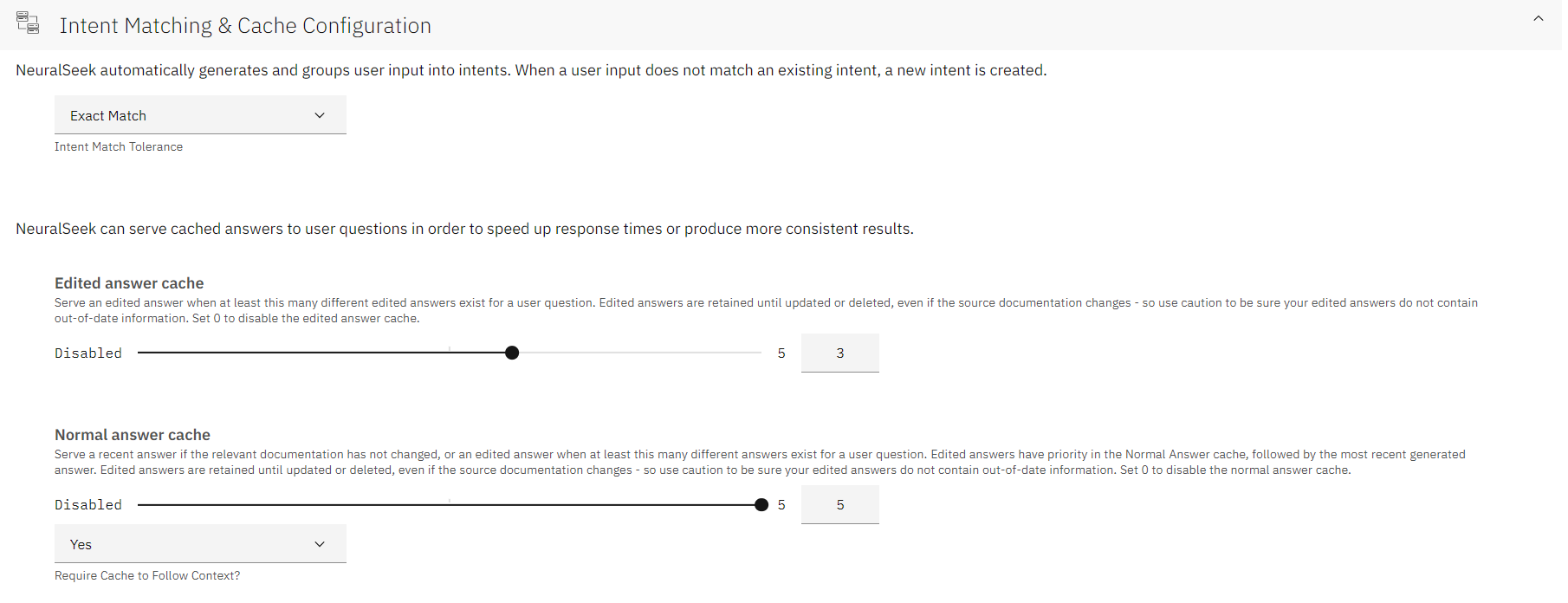 intent matching cache config