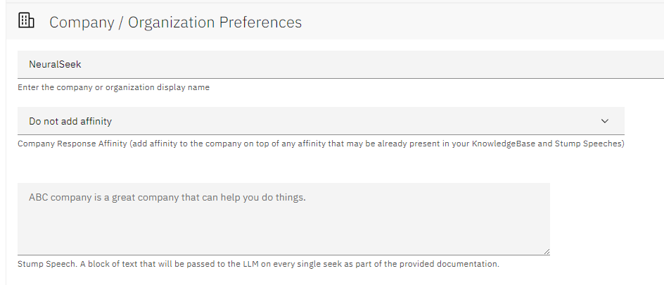 company org preferences