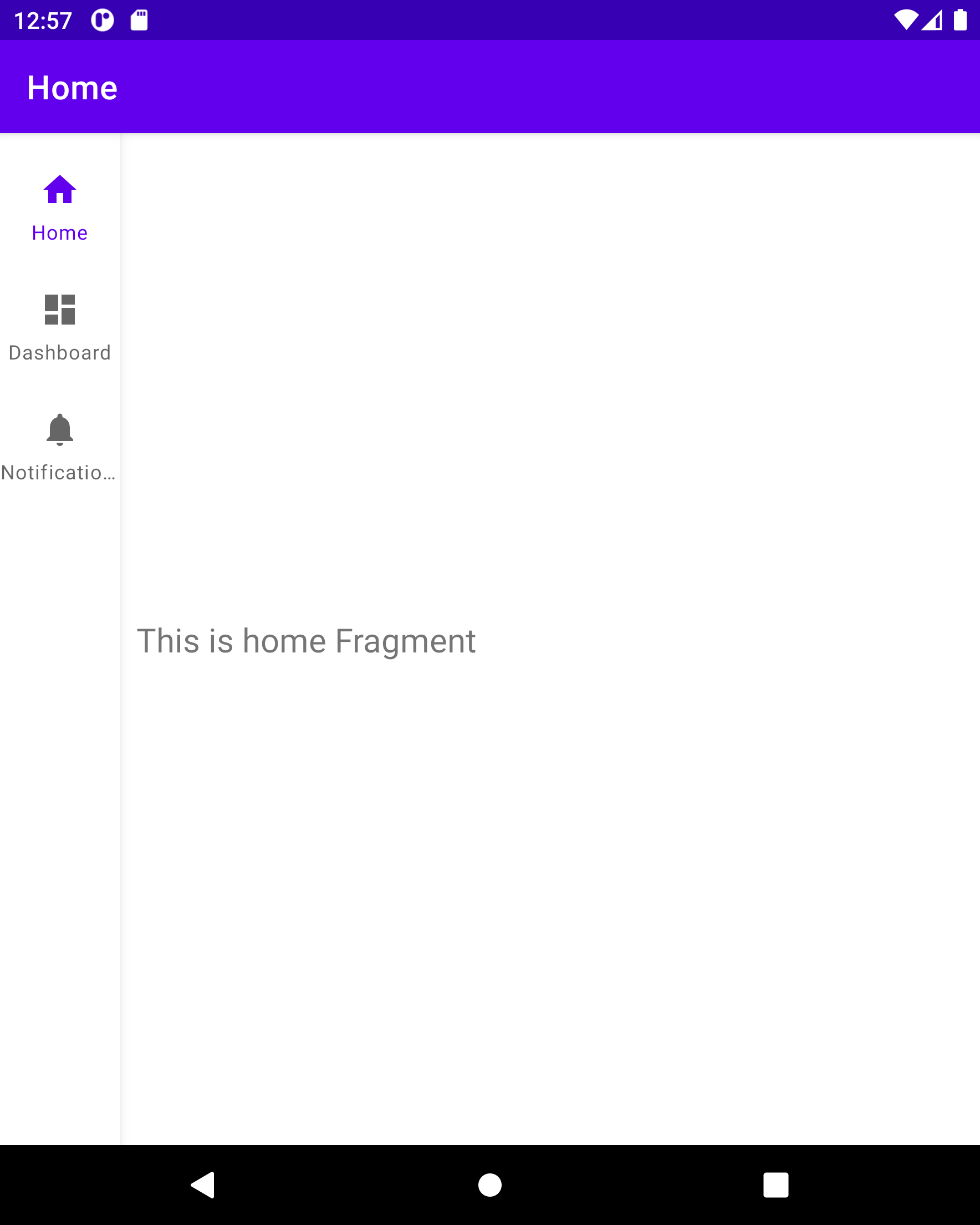 Foldable device showing the app using NavigationRail when is in full-screen (spanned) mode