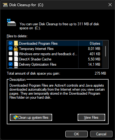 Dark disk cleanup