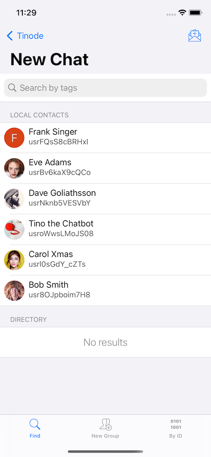 App screenshot - find people