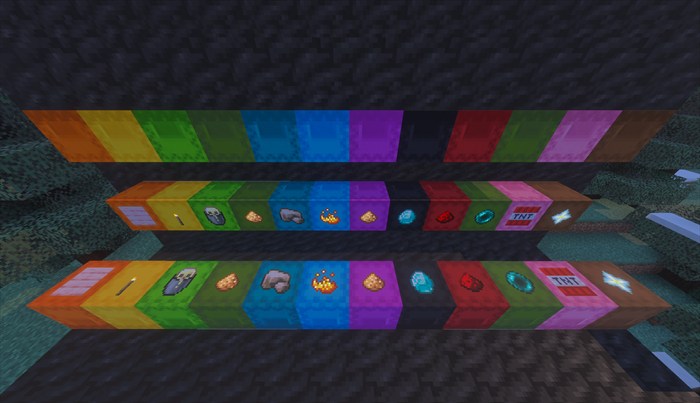 Labels placed on floor, wall, and ceiling-mounted shulker boxes