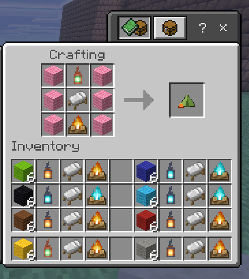 Crafting Table recipe for the Reusable Campsite Kit