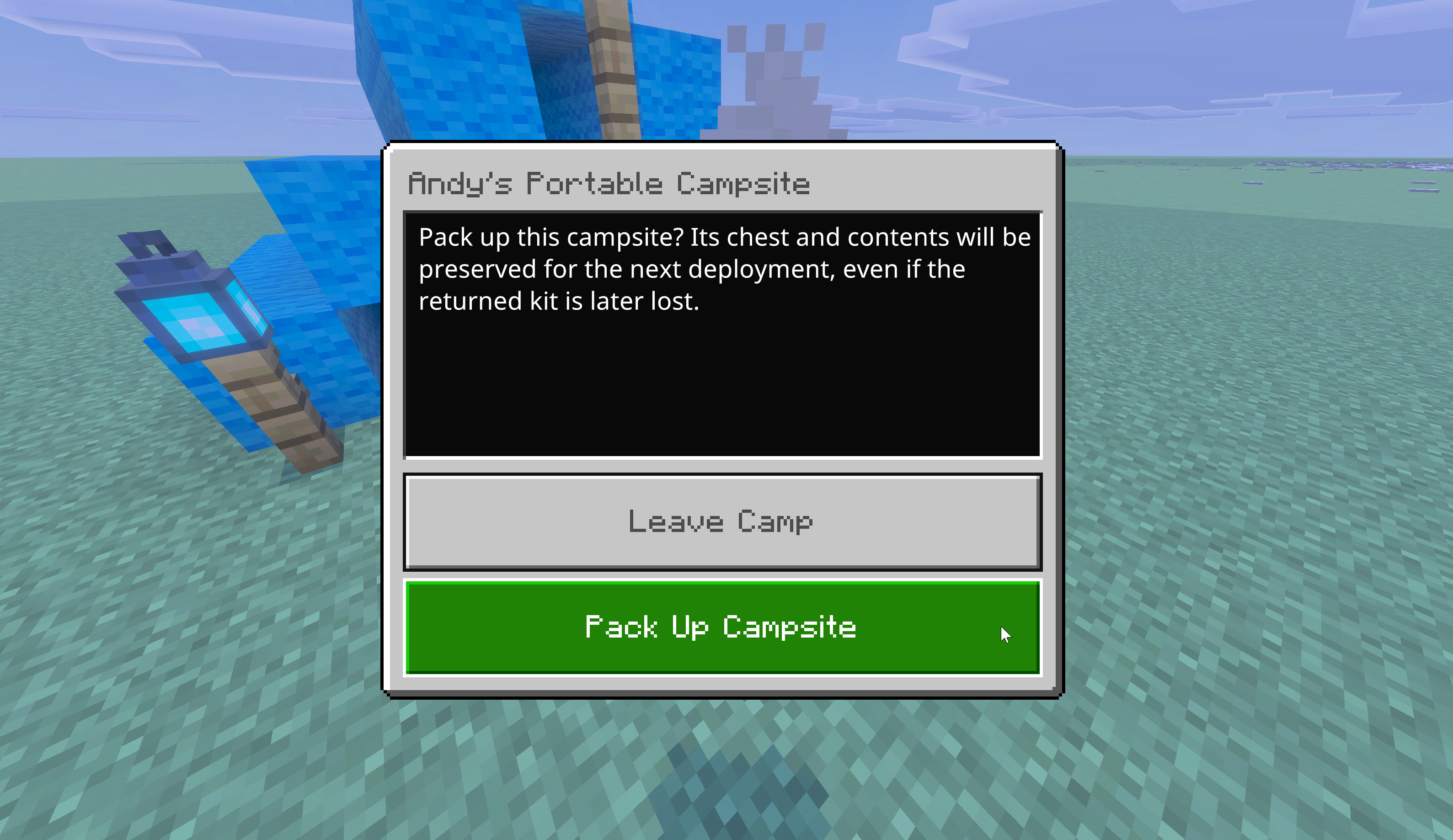 Pack Up Campsite prompt