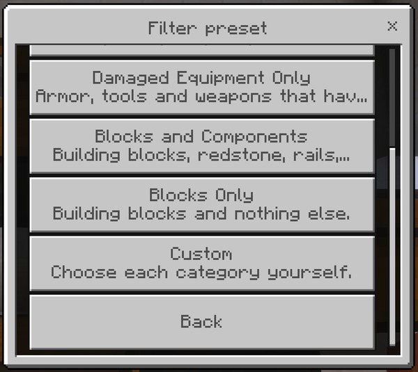 The remaining filter presets
