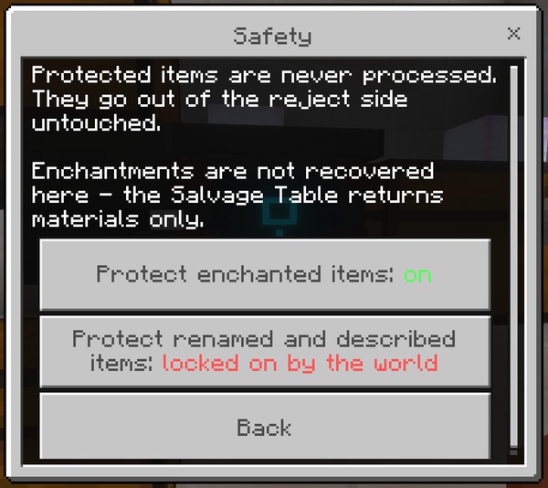 The Safety screen with both protections