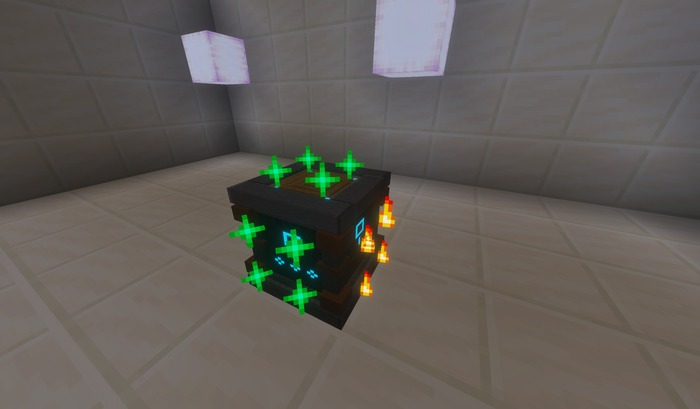 Particle markers on a Salvage Table: green for inputs, flame for the reject side