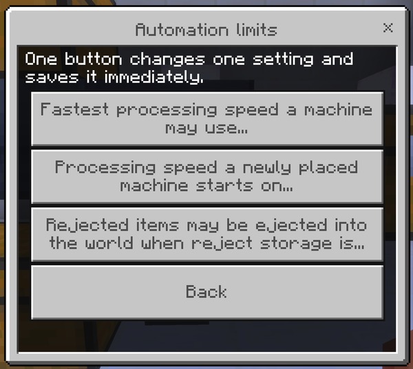 The Automation limits group: speed ceiling, starting speed, and ejection
