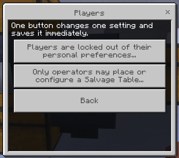 The Players group: operator-only mode and locked player preferences