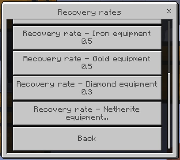 The remaining recovery rate sliders