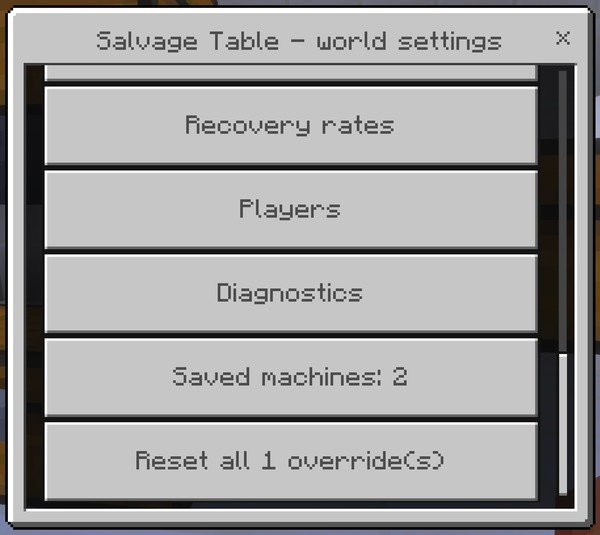 The rest of the world settings menu