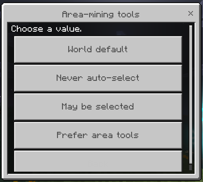 Choosing the area-mining tool policy