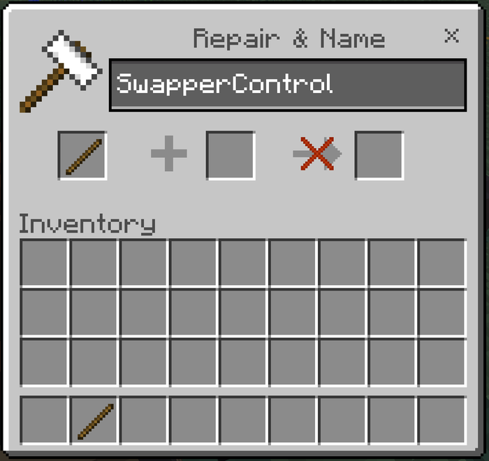 Renaming a Stick to SwapperControl at an Anvil