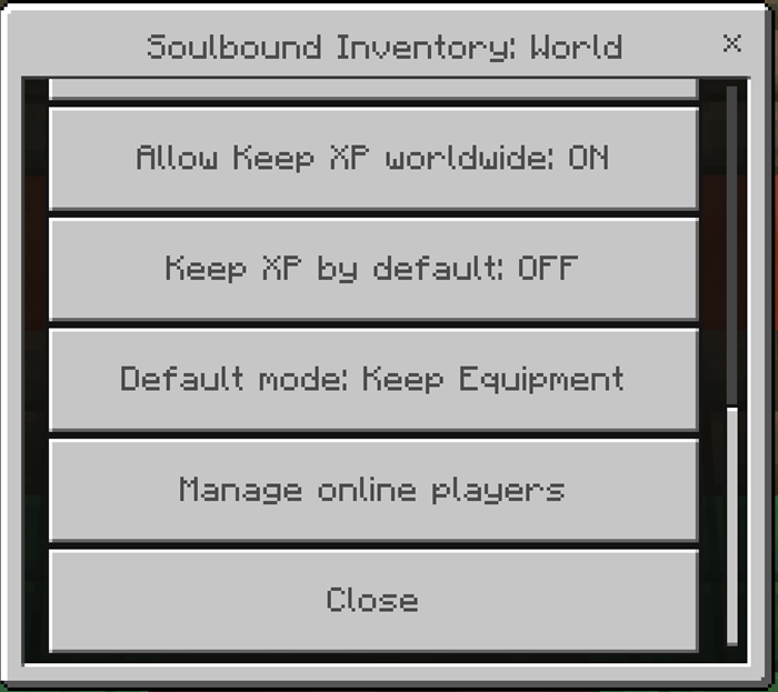 Default-mode and online-player management controls