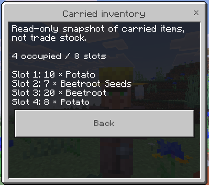 Read-only villager carried inventory