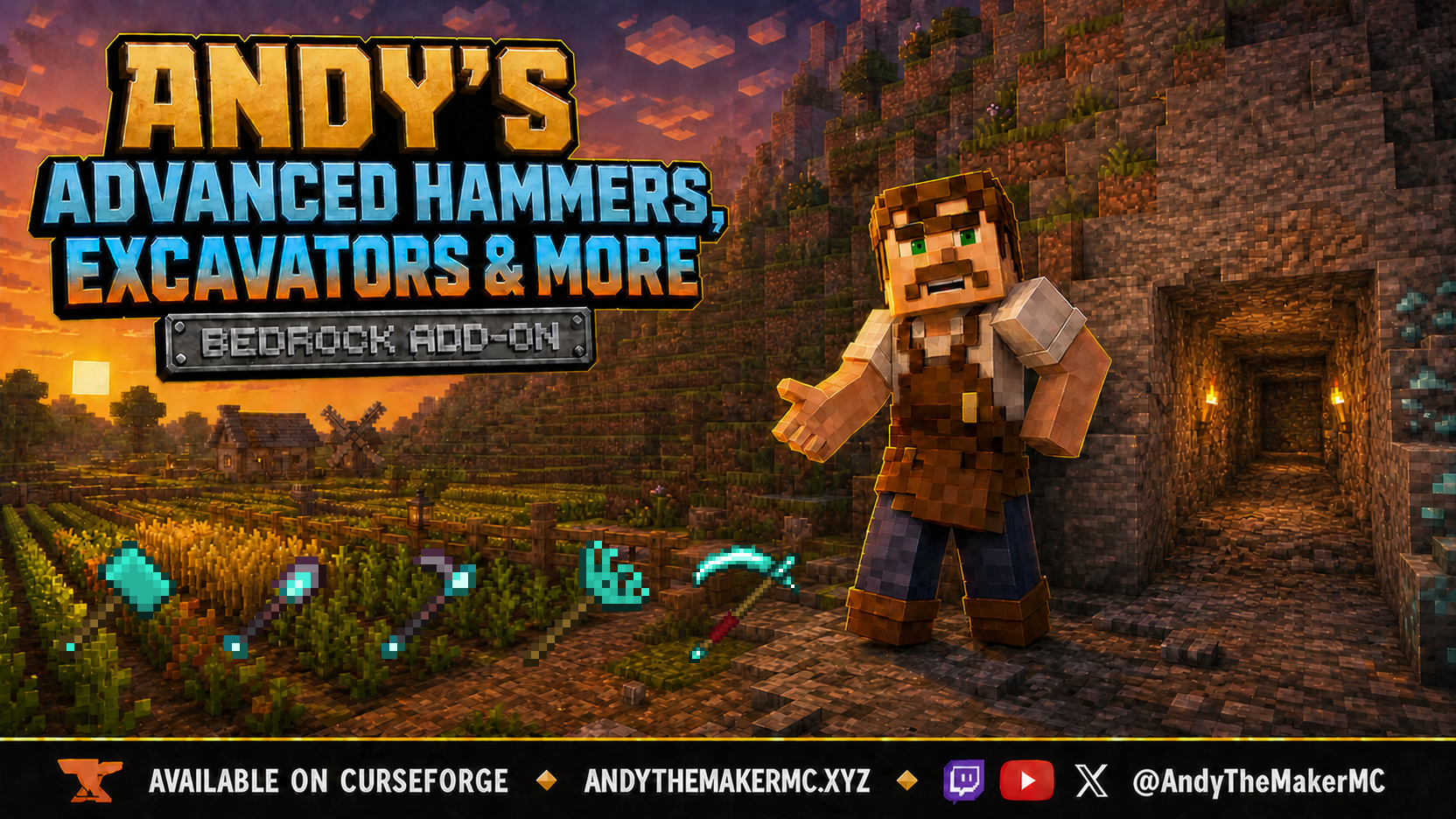 Andy's Advanced Hammers, Excavators & More — Bedrock Add-On