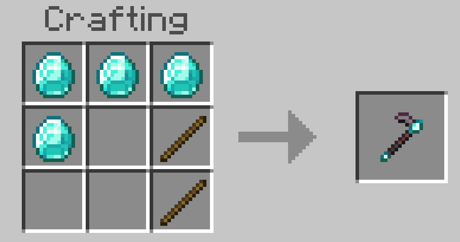 The Diamond Tiller recipe: four diamonds and two sticks