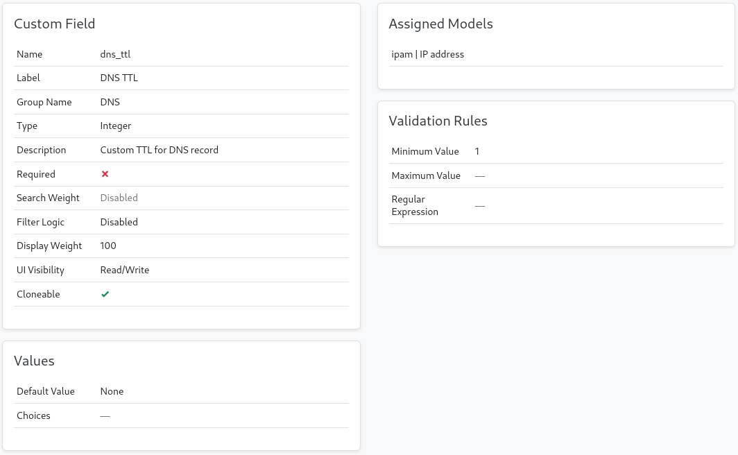 TTL custom field