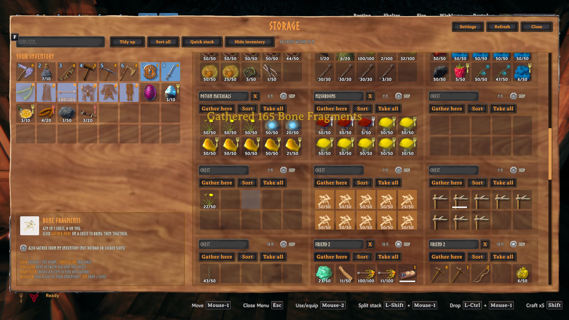 All bone fragments in one chest