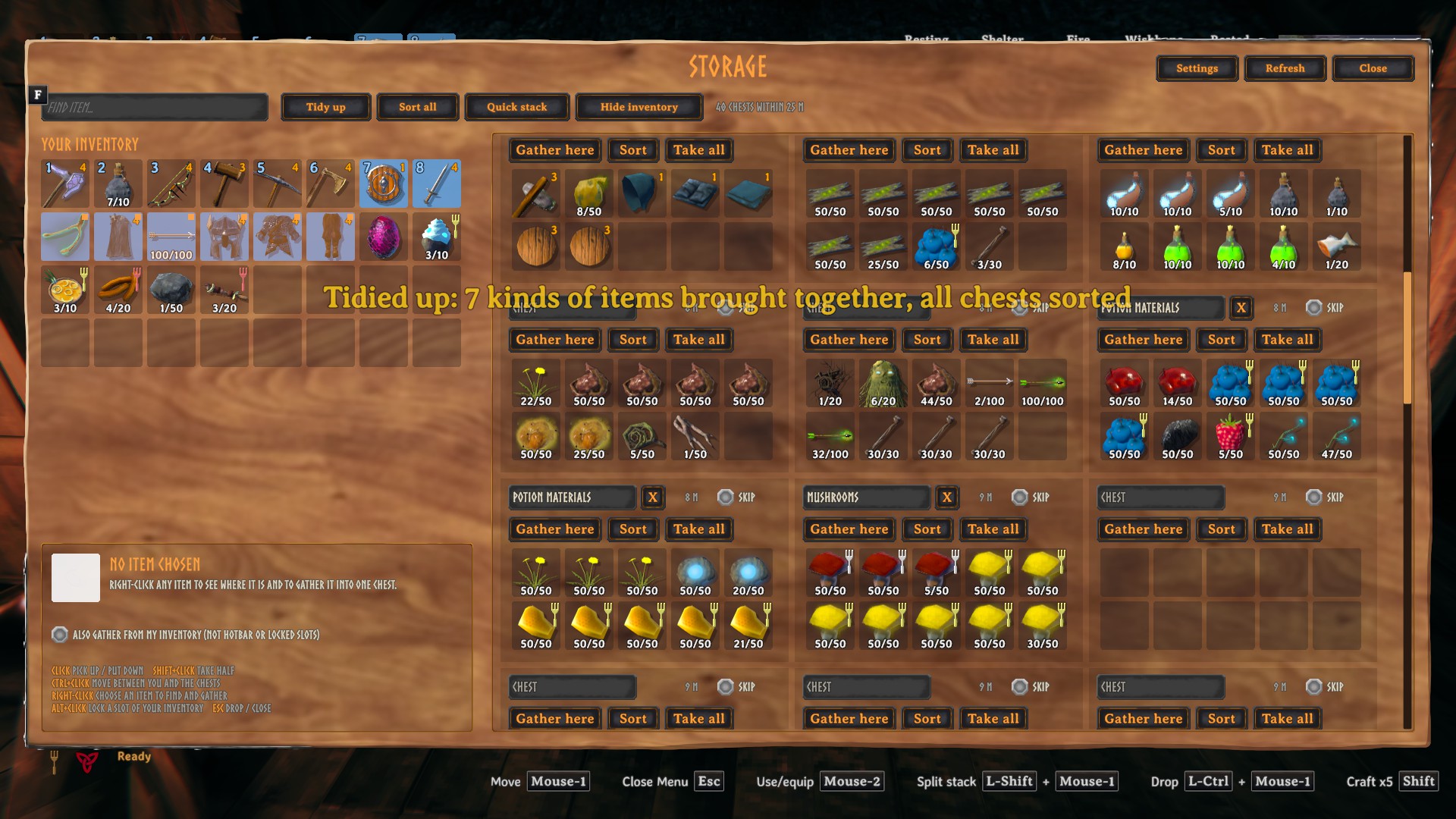 Each item brought together and every chest sorted